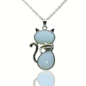 Cat Pendant Natural Stone Silhouette of a Cat Necklace